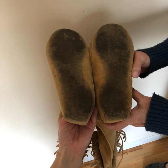 Suede Minnetonka Lace Up Tall Fringe Boot - Picture 5 of 5